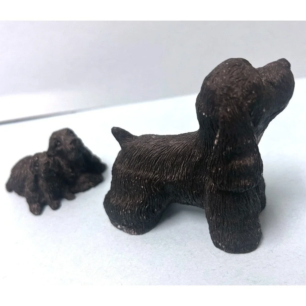 Lot Of 2 Stone Critters Black‎ Cocker Spaniel Dog Breed Figurines Puppies